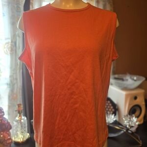 Blair Sleeveless Crewneck Tank Top in Coral Orange